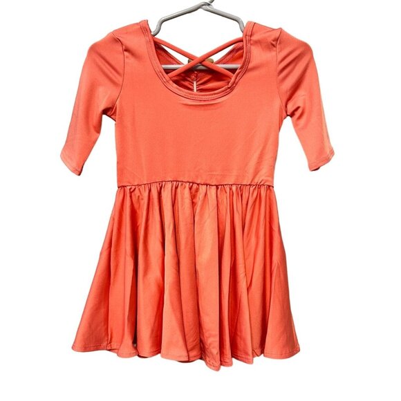 Dot Dot Smile Toddler Dress 12/24M Ballet Ballerina Coral Soft Twirl Crisscross - Picture 4 of 5
